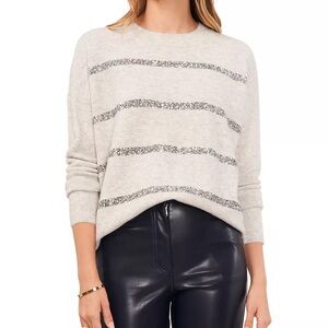 Vince Camuto Sequin Stripe Rib Knit Sweater